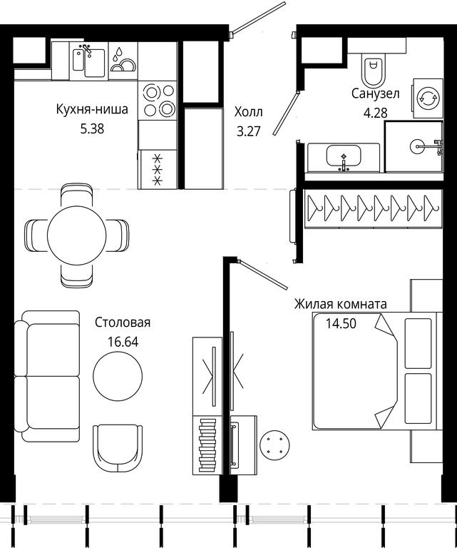 1-BD Apartment Sale, 43.98平方米 at Mod, 4th Maryinoy Roschi Street, 12с9, Moscow, Russia #1 1-BD Apartment Sale, 43.98平方米 at Mod, 4th Maryinoy Roschi Street, 12с9, Moscow, Russia #1