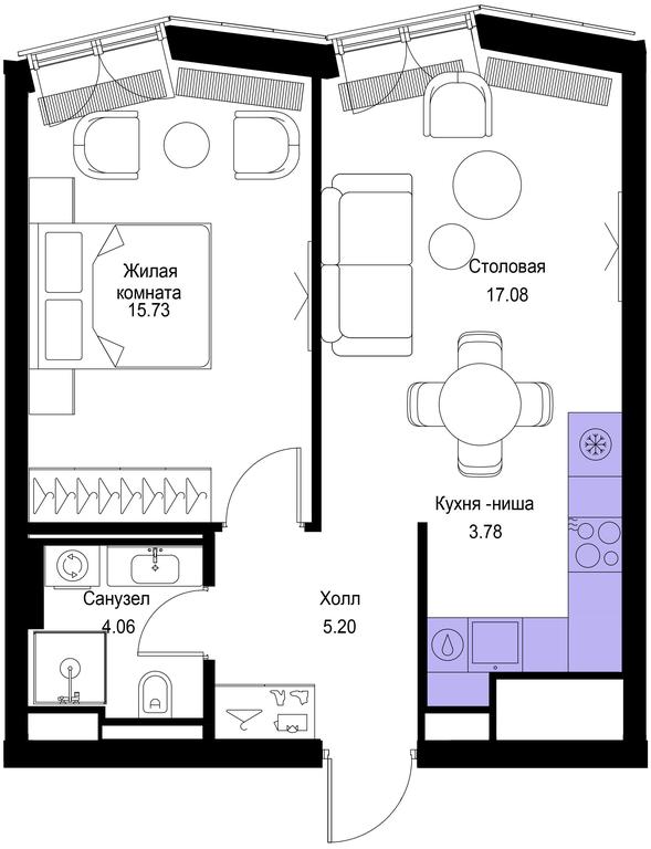 1-BD Apartment Sale, 45.85平方米 at Mod, 4th Maryinoy Roschi Street, 12с9, Moscow, Russia #1 1-BD Apartment Sale, 45.85平方米 at Mod, 4th Maryinoy Roschi Street, 12с9, Moscow, Russia #1