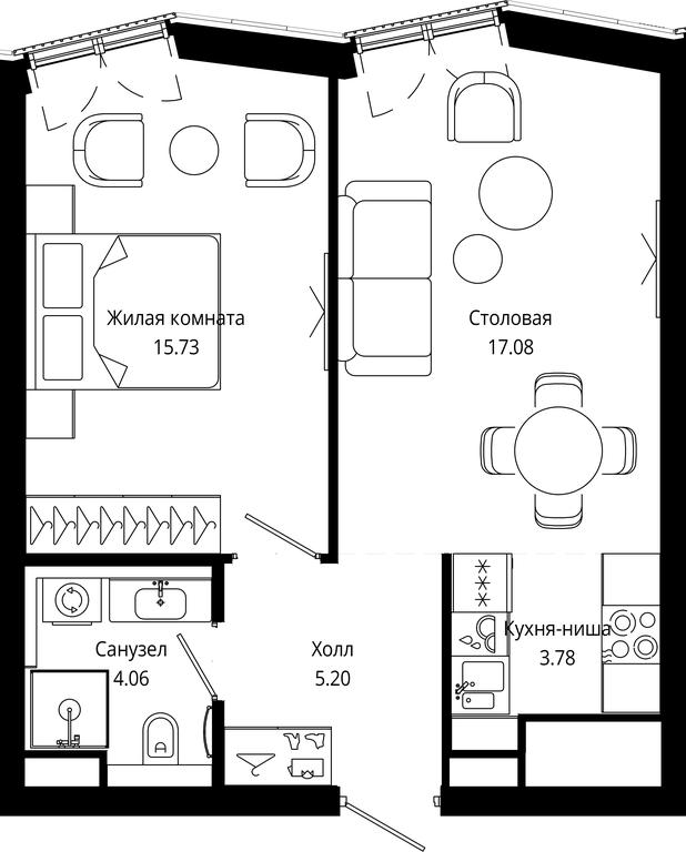 1-BD Apartment Sale, 45.85平方米 at Mod, 4th Maryinoy Roschi Street, 12с9, Moscow, Russia #2 1-BD Apartment Sale, 45.85平方米 at Mod, 4th Maryinoy Roschi Street, 12с9, Moscow, Russia #2