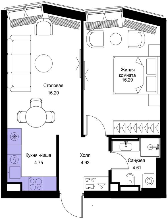 1-BD Apartment Sale, 46.78平方米 at Mod, 4th Maryinoy Roschi Street, 12с9, Moscow, Russia #1 1-BD Apartment Sale, 46.78平方米 at Mod, 4th Maryinoy Roschi Street, 12с9, Moscow, Russia #1