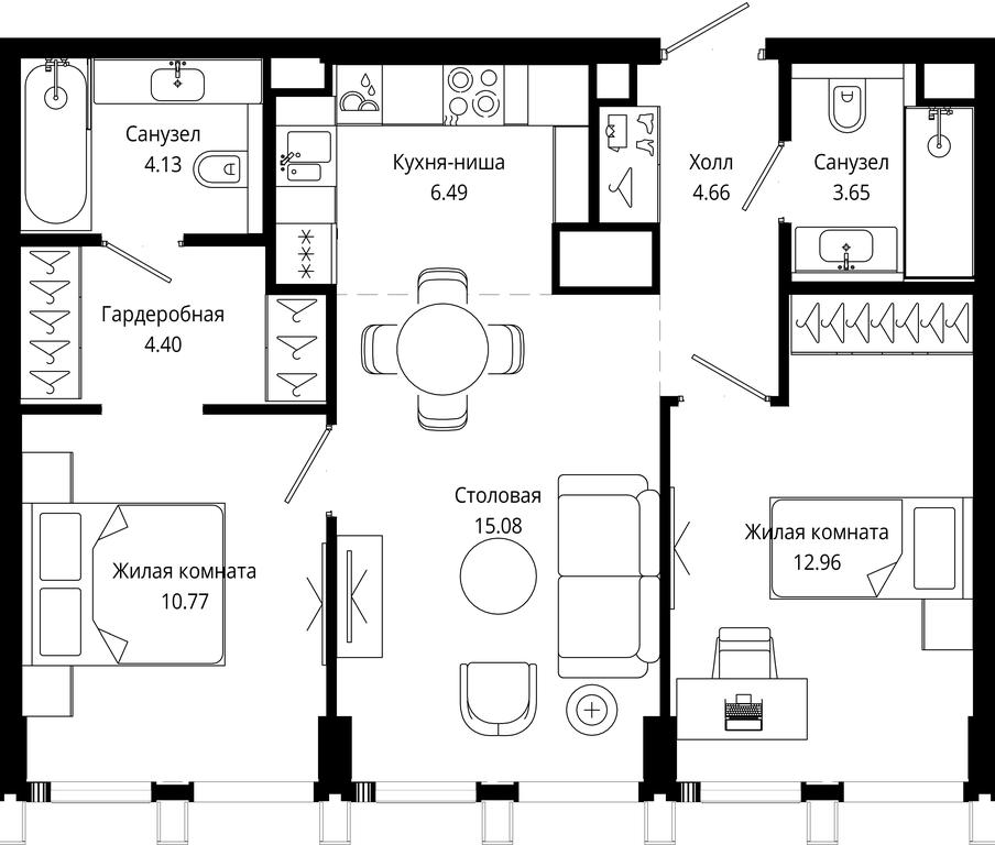 2-BD Apartment Sale, 62.09平方米 at Mod, 4th Maryinoy Roschi Street, 12с9, Moscow, Russia #1 2-BD Apartment Sale, 62.09平方米 at Mod, 4th Maryinoy Roschi Street, 12с9, Moscow, Russia #1