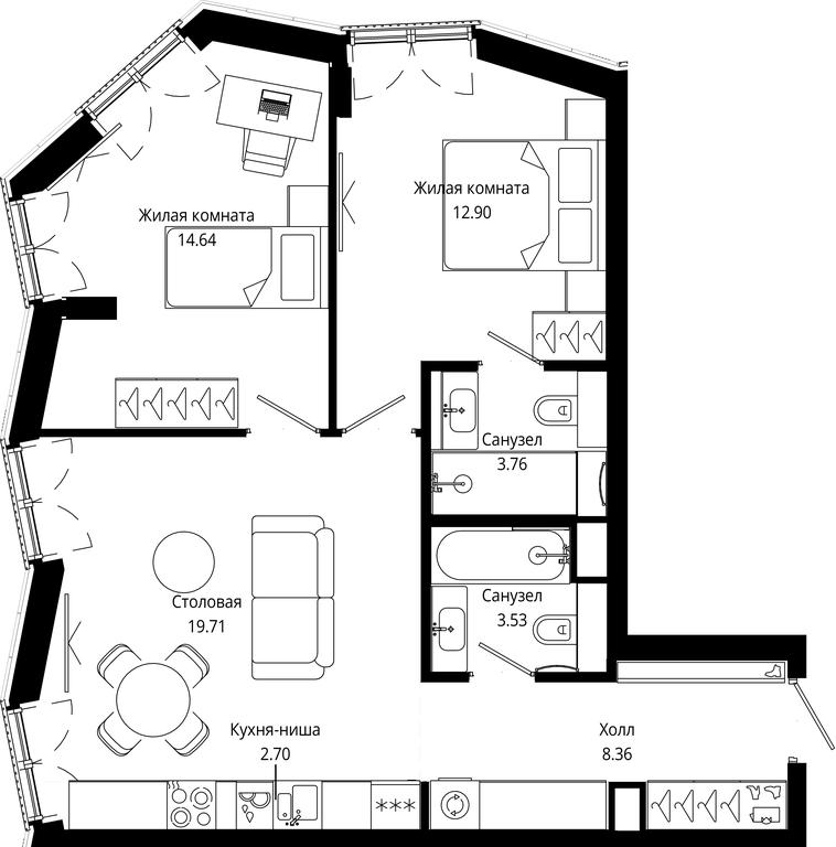 2-BD Apartment Sale, 65.56平方米 at Mod, 4th Maryinoy Roschi Street, 12с9, Moscow, Russia #2 2-BD Apartment Sale, 65.56平方米 at Mod, 4th Maryinoy Roschi Street, 12с9, Moscow, Russia #2
