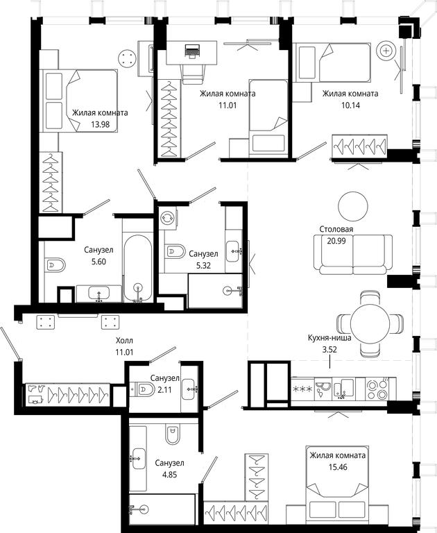4-BD Apartment Sale, 106.29 sq. m. at Mod, 4th Maryinoy Roschi Street, 12с9, Moscow, Russia #1 4-BD Apartment Sale, 106.29 sq. m. at Mod, 4th Maryinoy Roschi Street, 12с9, Moscow, Russia #1