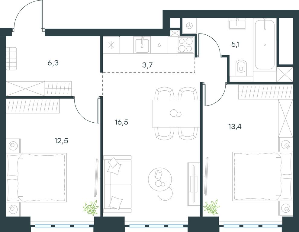 2-BD Apartment Sale, 57.5 sq. m. at Level Yzhnoportovaya, Yuzhnoportovaya Street, 28Ас17, Moscow, Russia #2 2-BD Apartment Sale, 57.5 sq. m. at Level Yzhnoportovaya, Yuzhnoportovaya Street, 28Ас17, Moscow, Russia #2