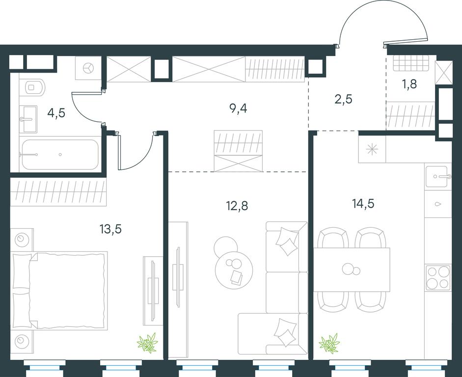1-BD Apartment Sale, 59 sq. m. at Level Nizhegorodskaja, Perovskoye Highway, 21с1, Moscow, Russia #1