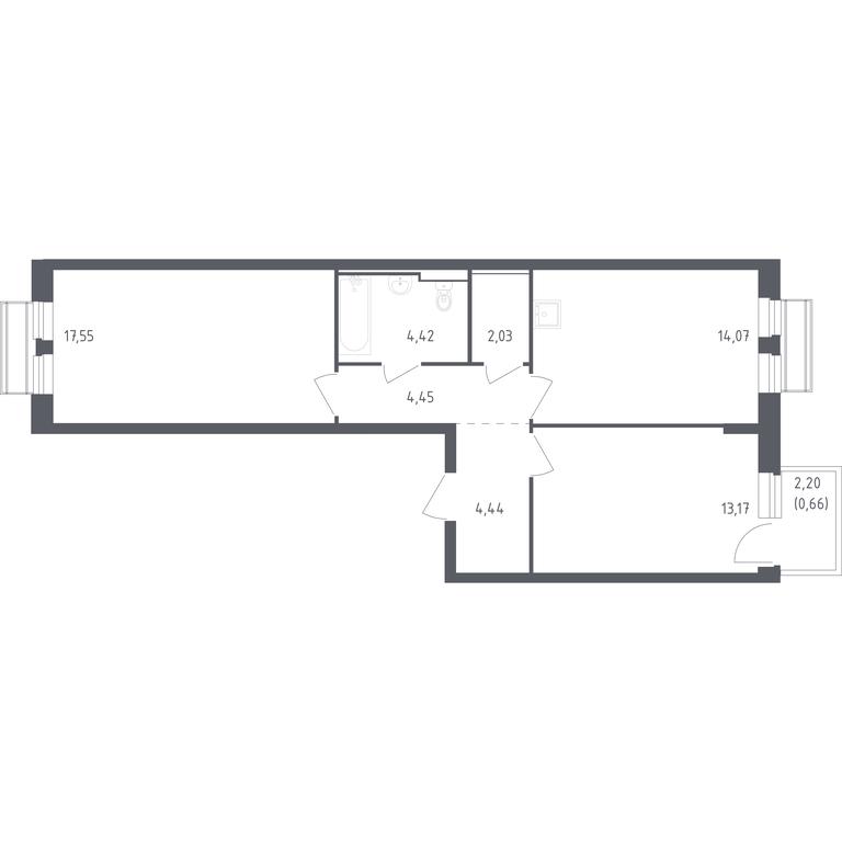 1-BD Apartment Sale, 60.79 sq. m. at Rublevskiy Kvartal, Laykovo Green Quarter, zhiloy kompleks Gorod-sobytiye Laykovo, selo Laykovo, Odintsovskiy City District, Moscow Region, Russia #1