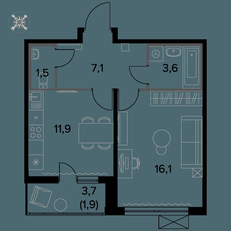 1-BD Apartment Sale, 42.2 sq. m. at Pervyi Leningradskiy, Pervy Leningradskiy Residential Complex, Moscow, Russia #1 1-BD Apartment Sale, 42.2 sq. m. at Pervyi Leningradskiy, Pervy Leningradskiy Residential Complex, Moscow, Russia #1