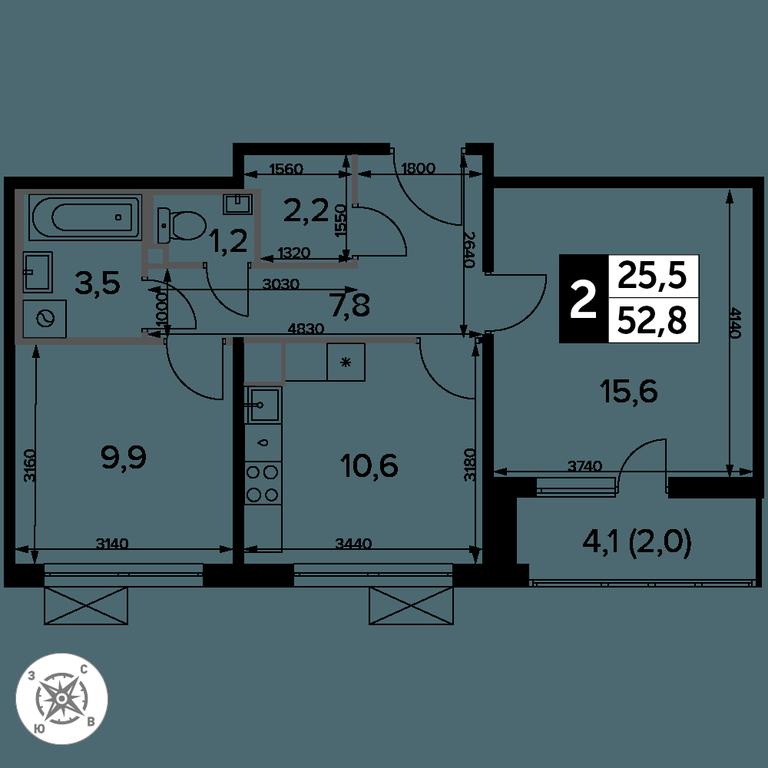 2-BD Apartment Sale, 53平方米 at Pervyi Leningradskiy, Pervy Leningradskiy Residential Complex, Moscow, Russia #2