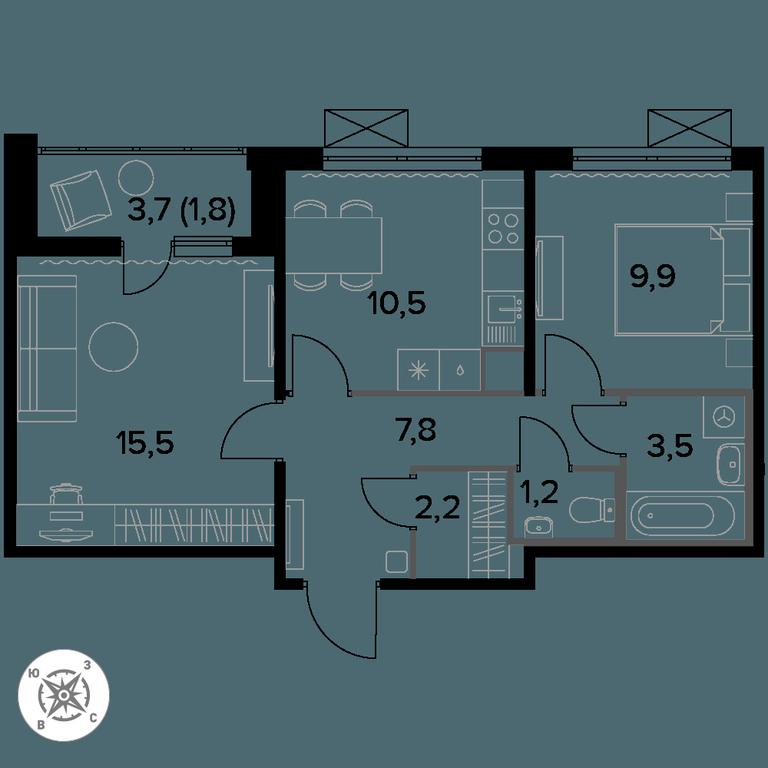 2-BD Apartment Sale, 52.6平方米 at Pervyi Leningradskiy, Pervy Leningradskiy Residential Complex, Moscow, Russia #1 2-BD Apartment Sale, 52.6平方米 at Pervyi Leningradskiy, Pervy Leningradskiy Residential Complex, Moscow, Russia #1