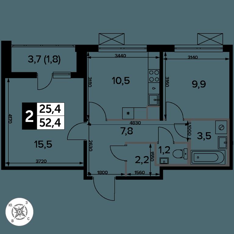 2-BD Apartment Sale, 52.6平方米 at Pervyi Leningradskiy, Pervy Leningradskiy Residential Complex, Moscow, Russia #2 2-BD Apartment Sale, 52.6平方米 at Pervyi Leningradskiy, Pervy Leningradskiy Residential Complex, Moscow, Russia #2