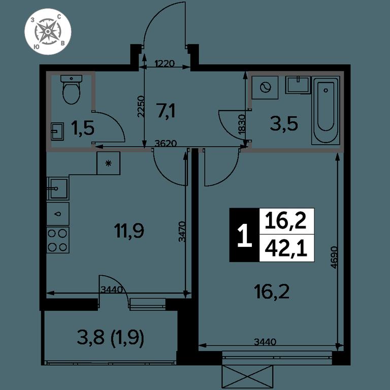 1-BD Apartment Sale, 42.1 sq. m. at Pervyi Leningradskiy, Pervy Leningradskiy Residential Complex, Moscow, Russia #2 1-BD Apartment Sale, 42.1 sq. m. at Pervyi Leningradskiy, Pervy Leningradskiy Residential Complex, Moscow, Russia #2