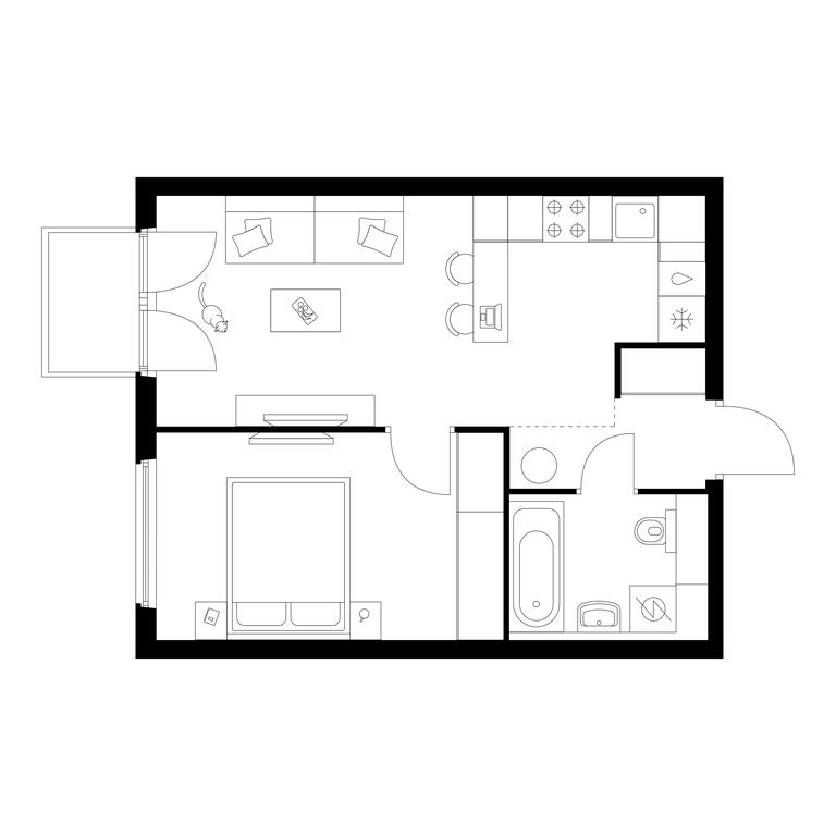 1-BD Apartment Sale, 40.8平方米 at Kronshtadtskiy 9, Kronshtadtsky Boulevard, 9с21, Moscow, Russia #2