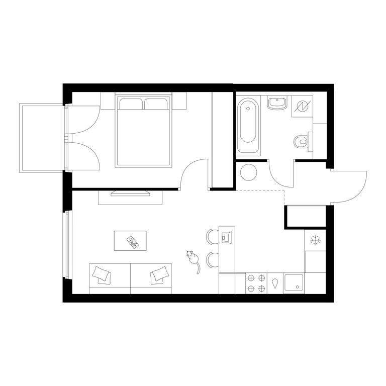 1-BD Apartment Sale, 40.3 sq. m. at Kronshtadtskiy 9, Kronshtadtsky Boulevard, 9с21, Moscow, Russia #1