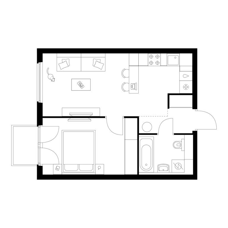 1-BD Apartment Sale, 40.8 sq. m. at Kronshtadtskiy 9, Kronshtadtsky Boulevard, 9с21, Moscow, Russia #1