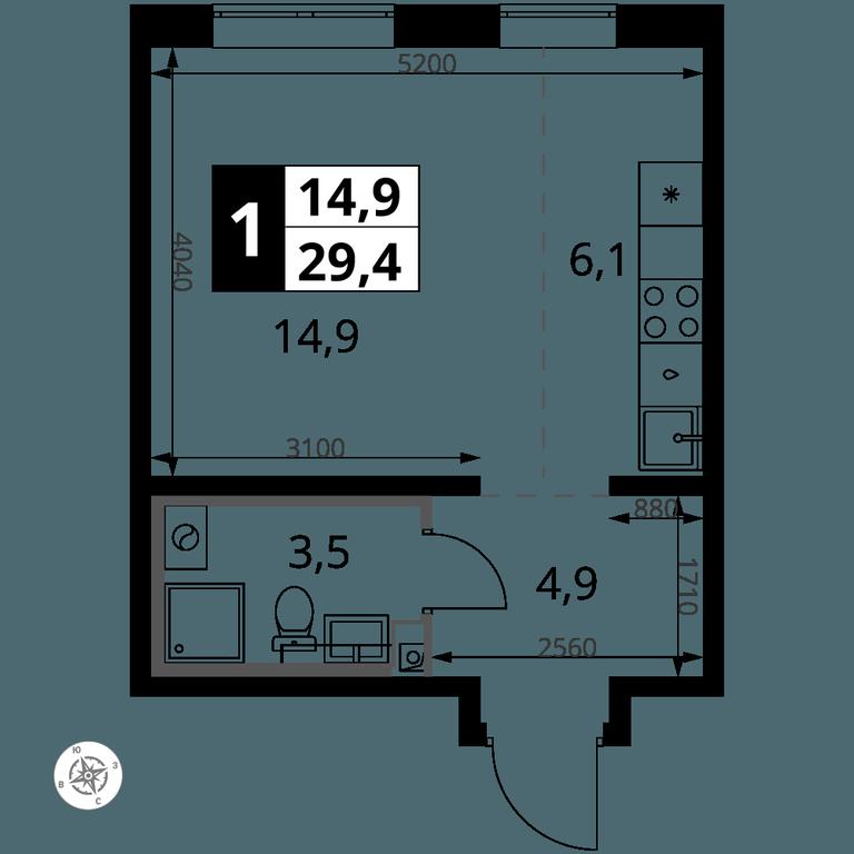 Apartment Sale, 29.4平方米 at Pervy Yuzhny, zhiloy kompleks Pervy Yuzhny, Leninskiy City District, Moscow Region, Russia #1 Apartment Sale, 29.4平方米 at Pervy Yuzhny, zhiloy kompleks Pervy Yuzhny, Leninskiy City District, Moscow Region, Russia #1