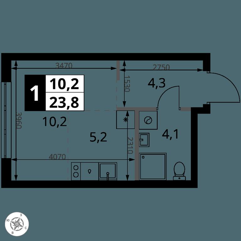 Apartment Sale, 23.8 sq. m. at 1 Yasenevskij, Kvartal № 24, Mosrentgen Settlement, Moscow, Russia #1