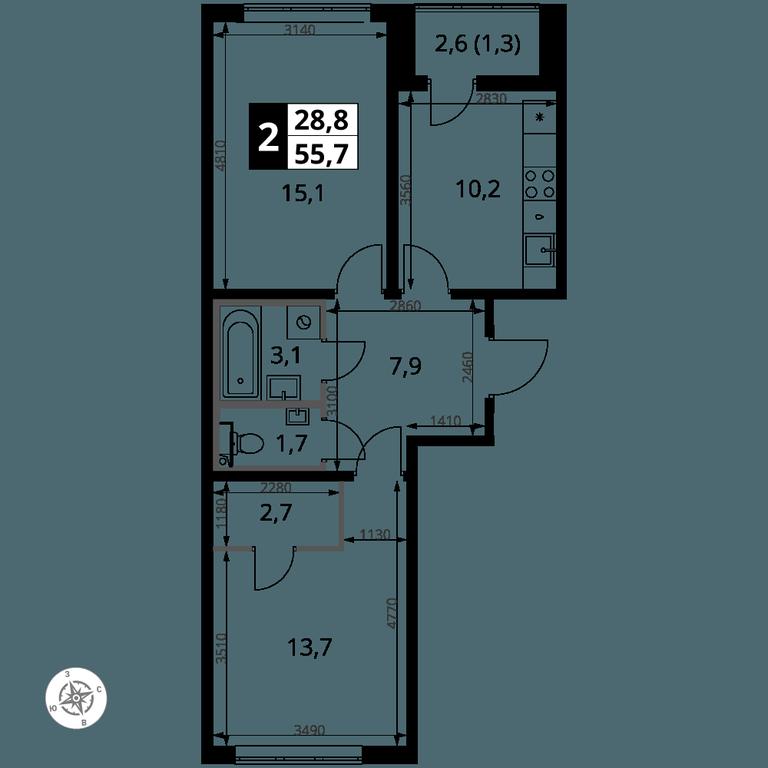 Продажа 2-комн. квартиры, 55,7 м² в ЖК «Первый Южный», жилой комплекс Первый Южный, Ленинский городской округ, Московская область, Россия #1 Продажа 2-комн. квартиры, 55,7 м² в ЖК «Первый Южный», жилой комплекс Первый Южный, Ленинский городской округ, Московская область, Россия #1