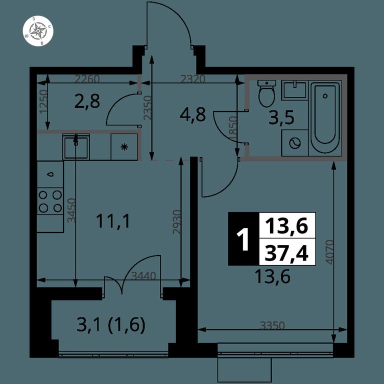 1-BD Apartment Sale, 37.4平方米 at Pervy Yuzhny, zhiloy kompleks Pervy Yuzhny, Leninskiy City District, Moscow Region, Russia #1 1-BD Apartment Sale, 37.4平方米 at Pervy Yuzhny, zhiloy kompleks Pervy Yuzhny, Leninskiy City District, Moscow Region, Russia #1