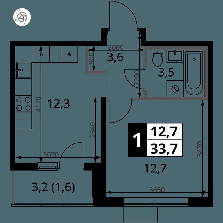 1-BD Apartment Sale, 33.7 sq. m. at Pervy Yuzhny, zhiloy kompleks Pervy Yuzhny, Leninskiy City District, Moscow Region, Russia #1 1-BD Apartment Sale, 33.7 sq. m. at Pervy Yuzhny, zhiloy kompleks Pervy Yuzhny, Leninskiy City District, Moscow Region, Russia #1
