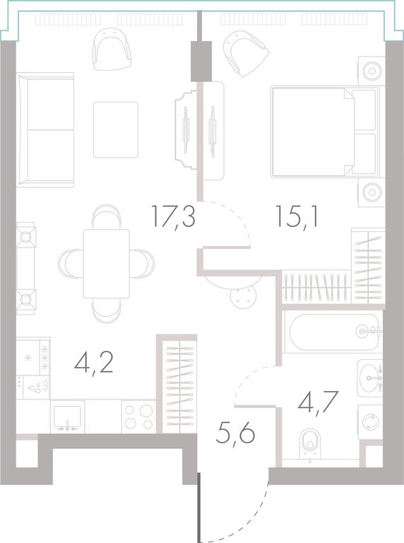 1-BD Apartment Sale, 46.4 sq. m. at River Park Towers, Kutuzovsky Drive, 16с1, Moscow, Russia #1