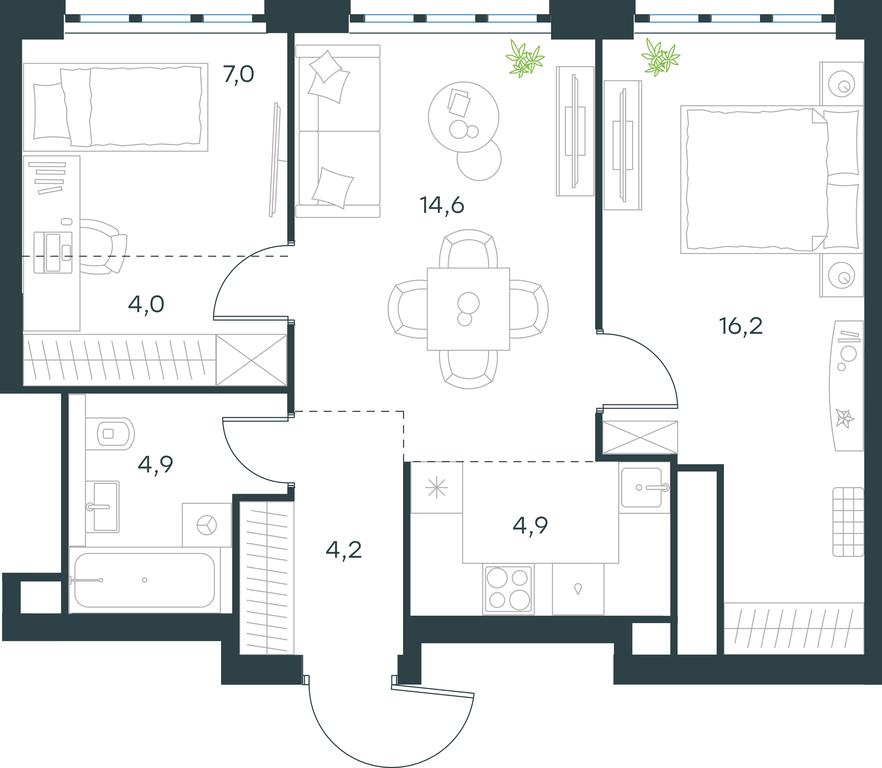 2-BD Apartment Sale, 55.8 sq. m. at Level Yzhnoportovaya, Yuzhnoportovaya Street, 28Ас17, Moscow, Russia #2 2-BD Apartment Sale, 55.8 sq. m. at Level Yzhnoportovaya, Yuzhnoportovaya Street, 28Ас17, Moscow, Russia #2