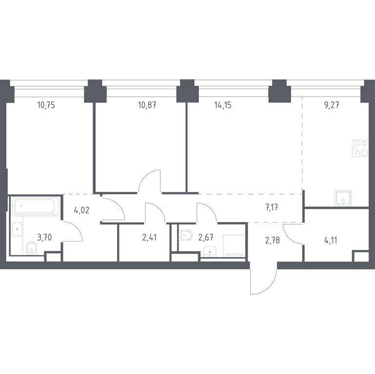 1-BD Apartment Sale, 71.9平方米 at Nova, Bratyev Fonchenko Street, вл21, Moscow, Russia #1