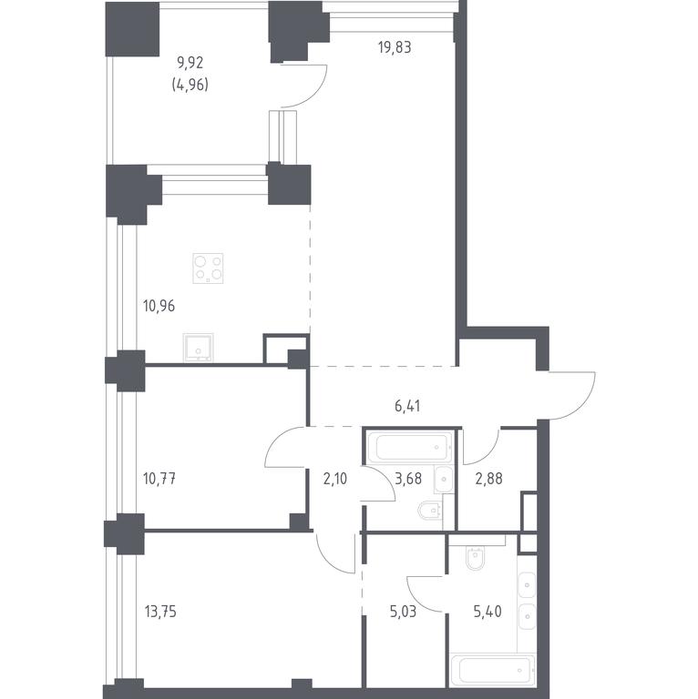 1-BD Apartment Sale, 85.77 sq. m. at Nova, Bratyev Fonchenko Street, вл21, Moscow, Russia #1 1-BD Apartment Sale, 85.77 sq. m. at Nova, Bratyev Fonchenko Street, вл21, Moscow, Russia #1