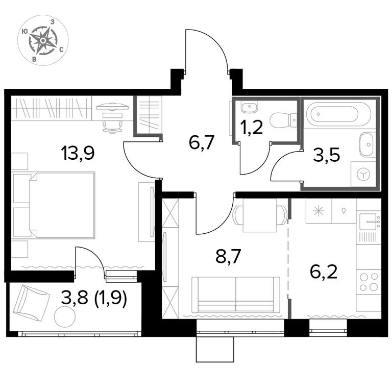 2-BD Apartment Sale, 42.1 sq. m. at Pervyi Lermontovskiy, zhiloy kompleks 1-y Lermontovskiy, Lyubertsy, Moscow Region, Russia #1 2-BD Apartment Sale, 42.1 sq. m. at Pervyi Lermontovskiy, zhiloy kompleks 1-y Lermontovskiy, Lyubertsy, Moscow Region, Russia #1