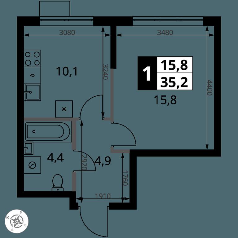 1-BD Apartment Sale, 35.2平方米 at 1 Yasenevskij, Kvartal № 24, Mosrentgen Settlement, Moscow, Russia #1 1-BD Apartment Sale, 35.2平方米 at 1 Yasenevskij, Kvartal № 24, Mosrentgen Settlement, Moscow, Russia #1