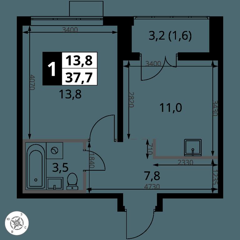 1-BD Apartment Sale, 37.7 sq. m. at 1-y Salarevskiy, Kiyevskoye Highway, Moskovskiy Settlement, Moscow, Russia #2