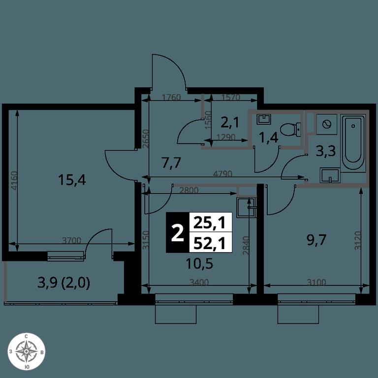 2-BD Apartment Sale, 52.1平方米 at 1-y Salarevskiy, Kiyevskoye Highway, Moskovskiy Settlement, Moscow, Russia #2 2-BD Apartment Sale, 52.1平方米 at 1-y Salarevskiy, Kiyevskoye Highway, Moskovskiy Settlement, Moscow, Russia #2