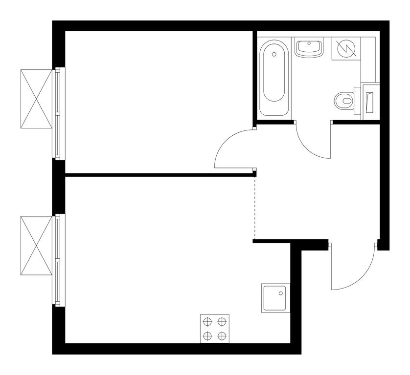 1-BD Apartment Sale, 34.7平方米 at Pervyi Dubrovskiy, Novoostapovskaya Street, 1с4, Moscow, Russia #1