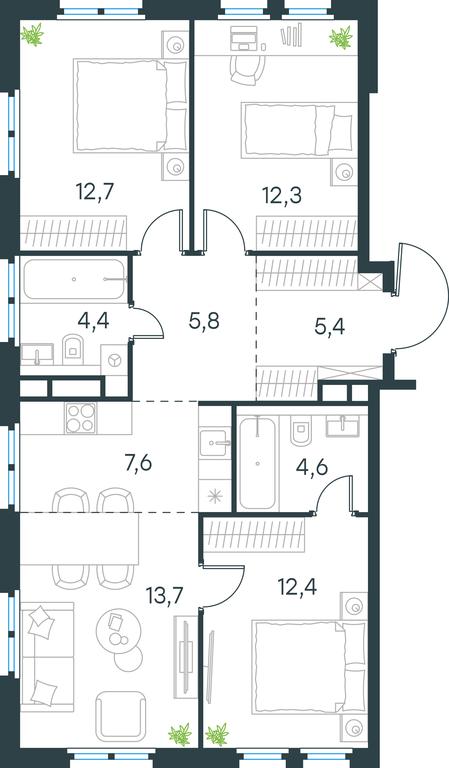 3-BD Apartment Sale, 78.8 sq. m. at Level Nizhegorodskaja, Perovskoye Highway, 21с1, Moscow, Russia #1 3-BD Apartment Sale, 78.8 sq. m. at Level Nizhegorodskaja, Perovskoye Highway, 21с1, Moscow, Russia #1
