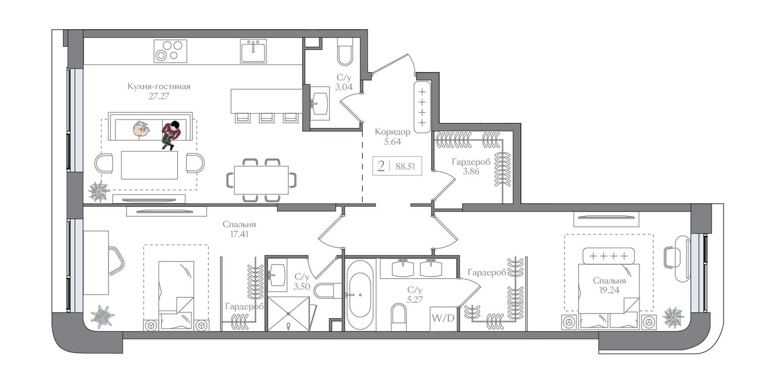 1-BD Apartment Sale, 88.05 sq. m. at Preobrazhenskaya ploschad, 1st Bukhvostova Street, Moscow, Russia #1 1-BD Apartment Sale, 88.05 sq. m. at Preobrazhenskaya ploschad, 1st Bukhvostova Street, Moscow, Russia #1