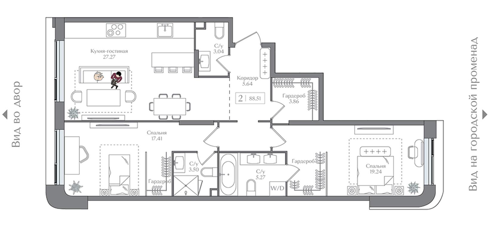 1-BD Apartment Sale, 88.05 sq. m. at Preobrazhenskaya ploschad, 1st Bukhvostova Street, Moscow, Russia #2 1-BD Apartment Sale, 88.05 sq. m. at Preobrazhenskaya ploschad, 1st Bukhvostova Street, Moscow, Russia #2