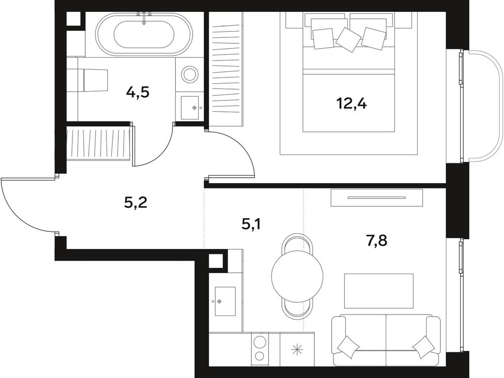Apartment Sale, 35 sq. m. at Alia, Lyotnaya Street, 95Бк2, Moscow, Russia #1