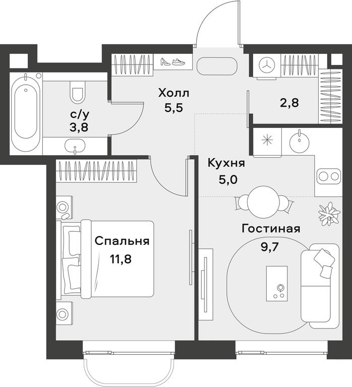 Apartment Sale, 38.6 sq. m. at Alia, Lyotnaya Street, 95Бк2, Moscow, Russia #2