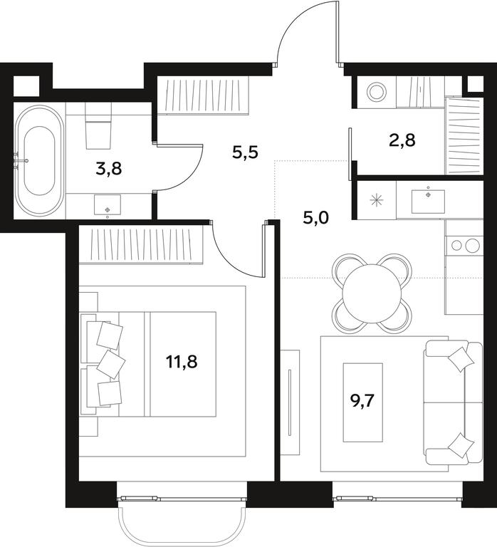 Apartment Sale, 38.6 sq. m. at Alia, Lyotnaya Street, 95Бк2, Moscow, Russia #1
