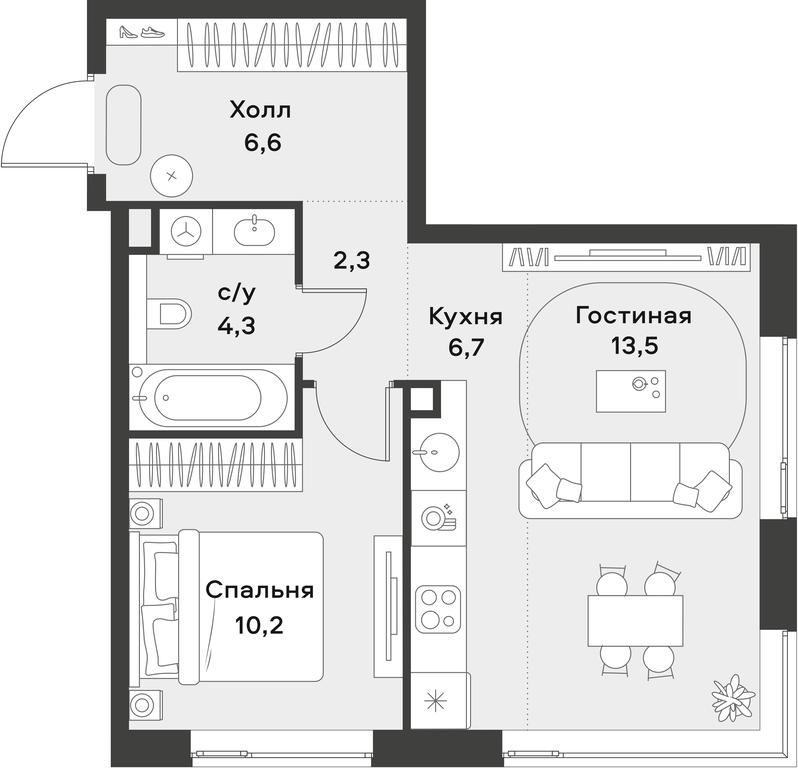 Apartment Sale, 43.6 sq. m. at Alia, Lyotnaya Street, 95Бк2, Moscow, Russia #2
