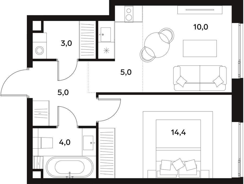 Apartment Sale, 41.4 sq. m. at Alia, Lyotnaya Street, 95Бк2, Moscow, Russia #1