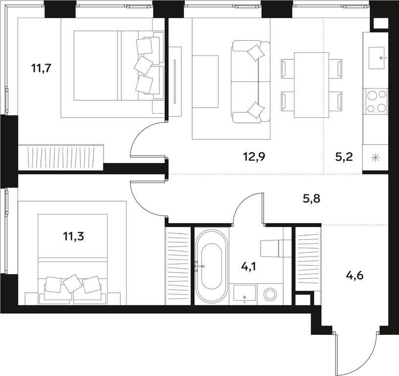 1-BD Apartment Sale, 55.6 sq. m. at Alia, Lyotnaya Street, 95Бк2, Moscow, Russia #1 1-BD Apartment Sale, 55.6 sq. m. at Alia, Lyotnaya Street, 95Бк2, Moscow, Russia #1