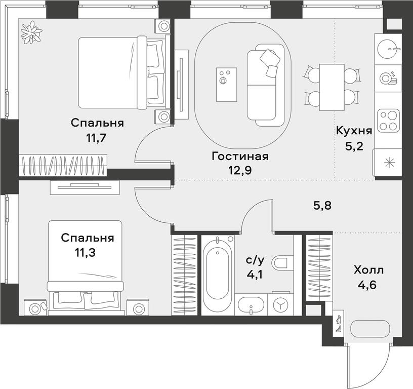1-BD Apartment Sale, 55.6 sq. m. at Alia, Lyotnaya Street, 95Бк2, Moscow, Russia #2 1-BD Apartment Sale, 55.6 sq. m. at Alia, Lyotnaya Street, 95Бк2, Moscow, Russia #2