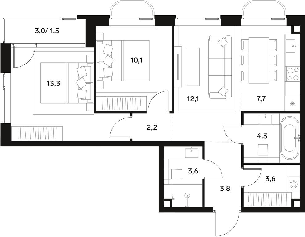 1-BD Apartment Sale, 62.2 sq. m. at Alia, Lyotnaya Street, 95Бк2, Moscow, Russia #1 1-BD Apartment Sale, 62.2 sq. m. at Alia, Lyotnaya Street, 95Бк2, Moscow, Russia #1