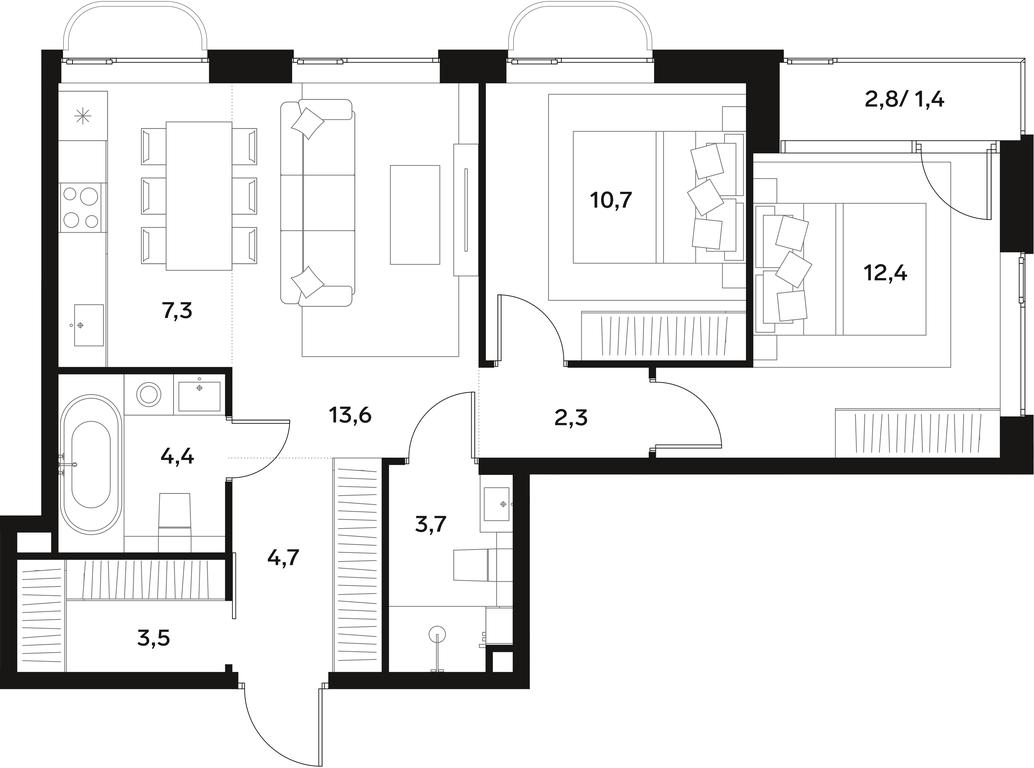 1-BD Apartment Sale, 64 sq. m. at Alia, Lyotnaya Street, 95Бк2, Moscow, Russia #1 1-BD Apartment Sale, 64 sq. m. at Alia, Lyotnaya Street, 95Бк2, Moscow, Russia #1
