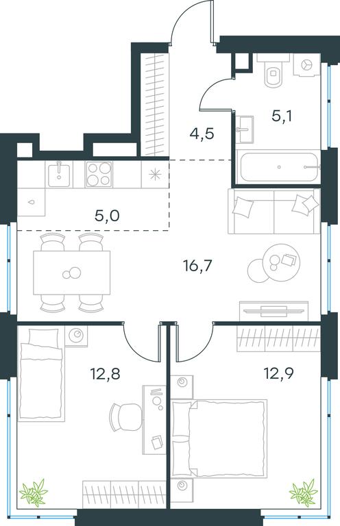 2-BD Apartment Sale, 57平方米 at Level Michurinskiy, Озёрная улица, вл1, Москва, Россия #1 2-BD Apartment Sale, 57平方米 at Level Michurinskiy, Озёрная улица, вл1, Москва, Россия #1