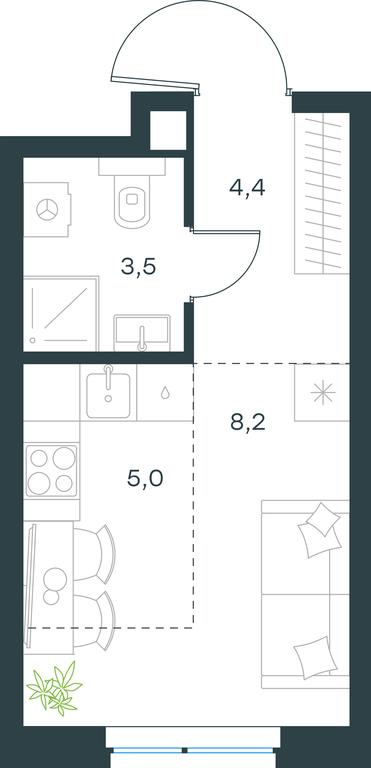 Apartment Sale, 21.1平方米 at Level Michurinskiy, Озёрная улица, вл1, Москва, Россия #1