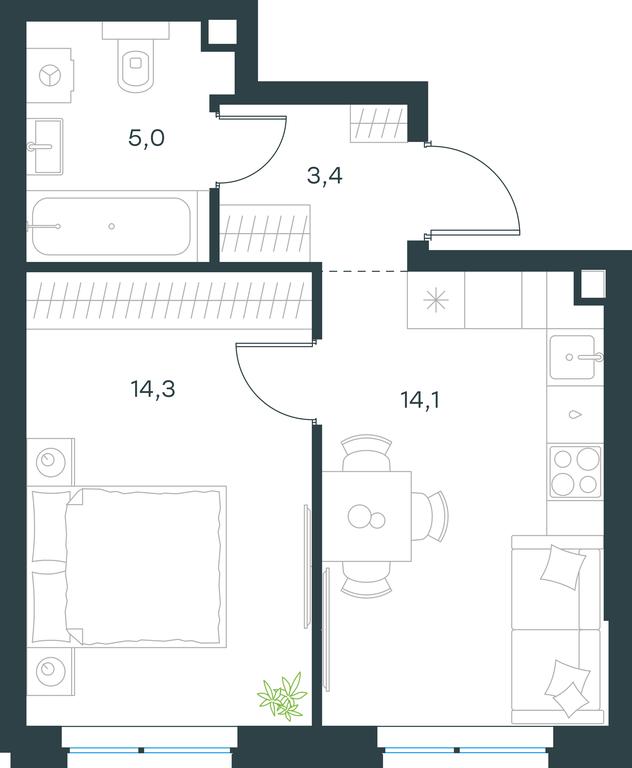Apartment Sale, 36.8 sq. m. at Level Michurinskiy, Озёрная улица, вл1, Москва, Россия #1 Apartment Sale, 36.8 sq. m. at Level Michurinskiy, Озёрная улица, вл1, Москва, Россия #1