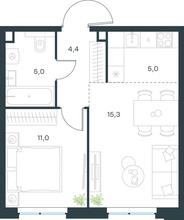 1-BD Apartment Sale, 40.7平方米 at Level Michurinskiy, Озёрная улица, вл1, Москва, Россия #1 1-BD Apartment Sale, 40.7平方米 at Level Michurinskiy, Озёрная улица, вл1, Москва, Россия #1