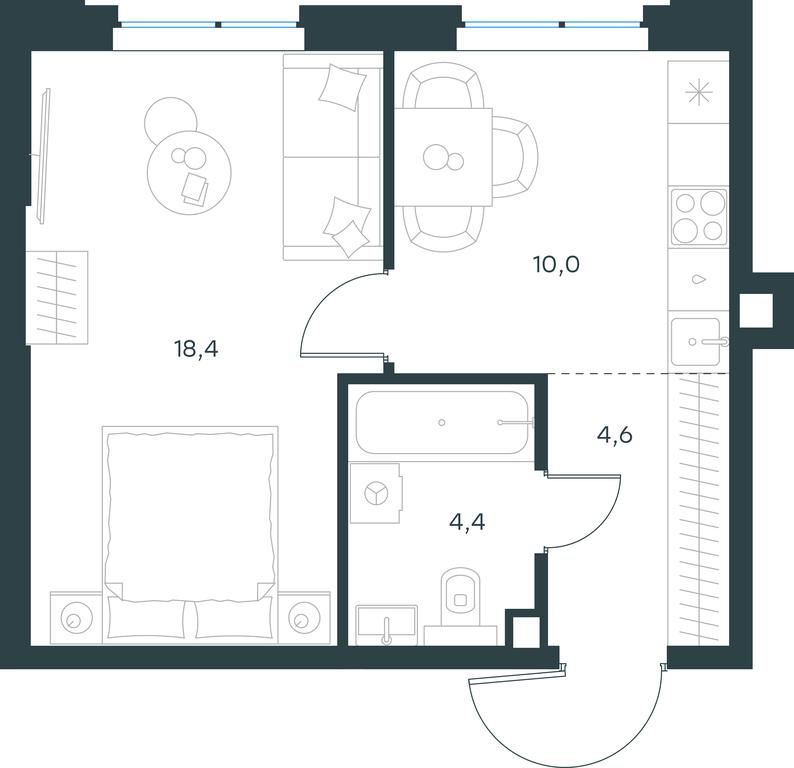 Apartment Sale, 37.4平方米 at Level Michurinskiy, Озёрная улица, вл1, Москва, Россия #1 Apartment Sale, 37.4平方米 at Level Michurinskiy, Озёрная улица, вл1, Москва, Россия #1