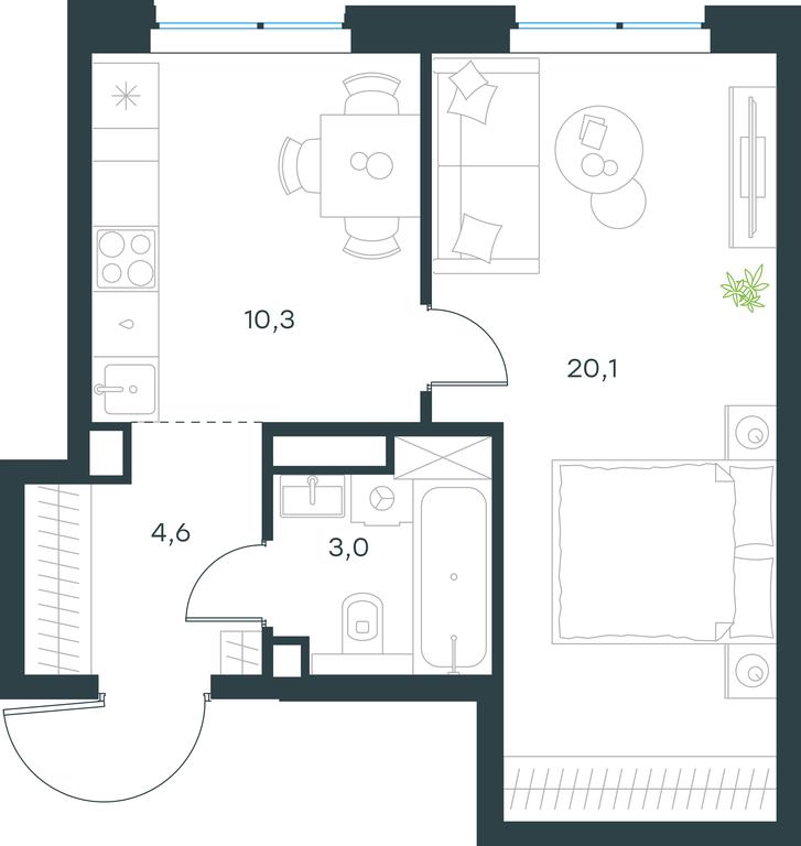Apartment Sale, 38.9平方米 at Level Michurinskiy, Озёрная улица, вл1, Москва, Россия #1 Apartment Sale, 38.9平方米 at Level Michurinskiy, Озёрная улица, вл1, Москва, Россия #1
